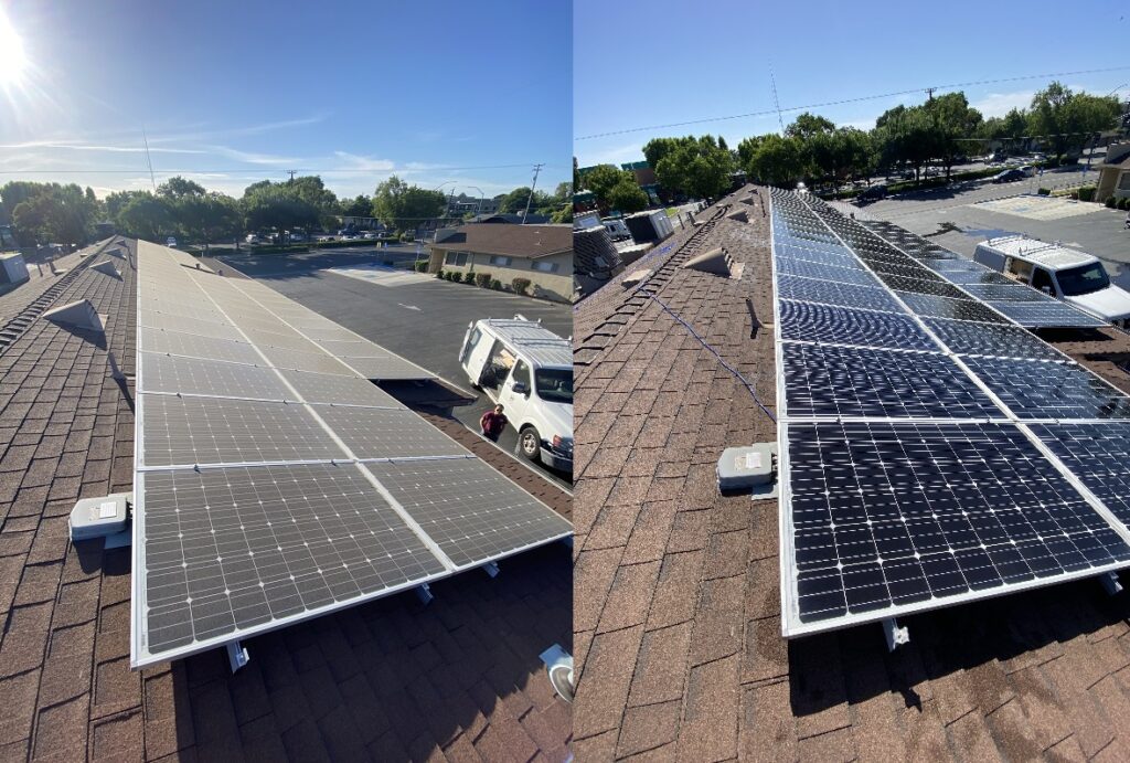 residential solar panel cleaning before and after